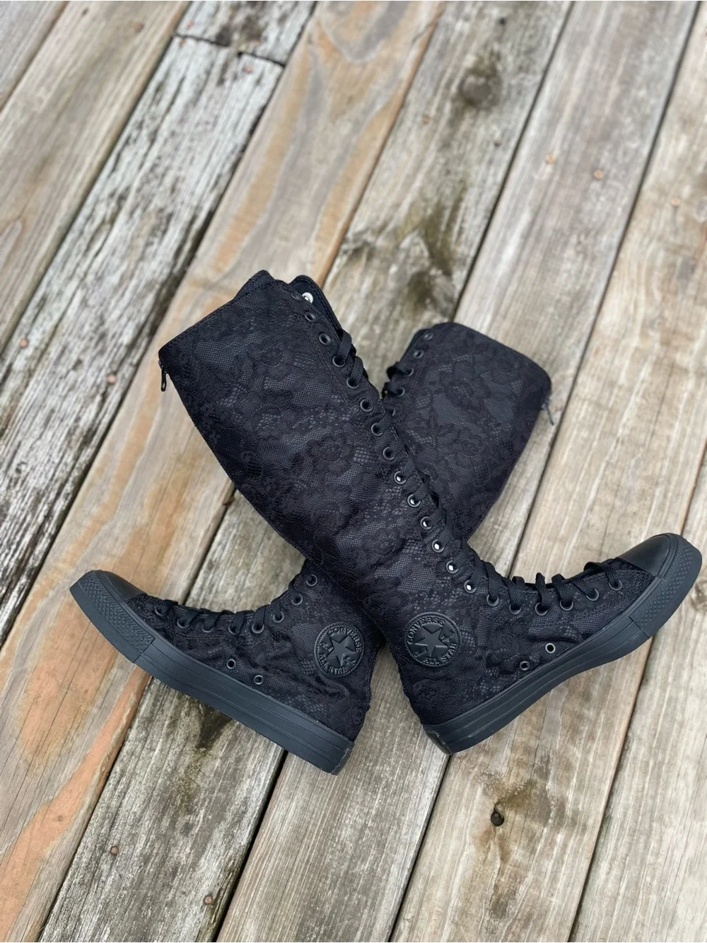 Converse Black Lace knee length Lace-Up Boots